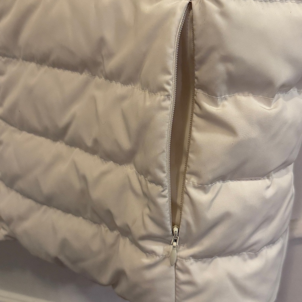 Talbots Cream Puffer Vest with Faux Fur Trim xl - Picture 2 of 8